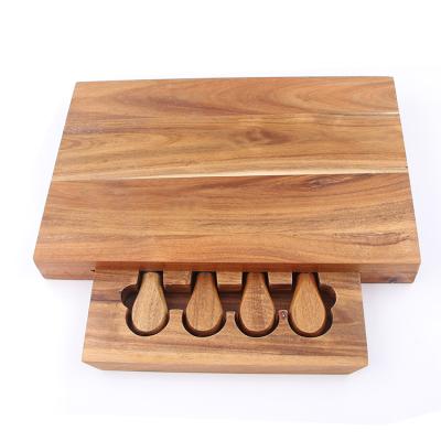 China Viable hot sale good quality with 4 pcs cheese knife with drawer cheese board set for sale