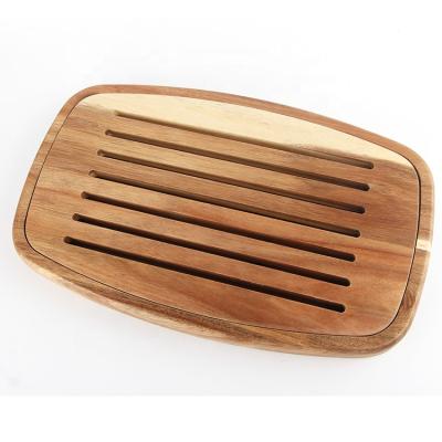 China Viable Wholesale Custom Wooden Bread Tray Cutting Bread Board With Chef Bread Cutter Slicer Knife for sale