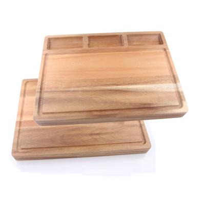 China Sustainable chopping board of extra large, bilateral use wooden choppers for the kitchen with 3 integrated compartments and Juice Groove for sale