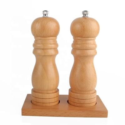 China Viable Kitchen Salt and Pepper Grinder Set Wooden Salt Pepper Grinder Salt and Wooden Pepper Holder for sale