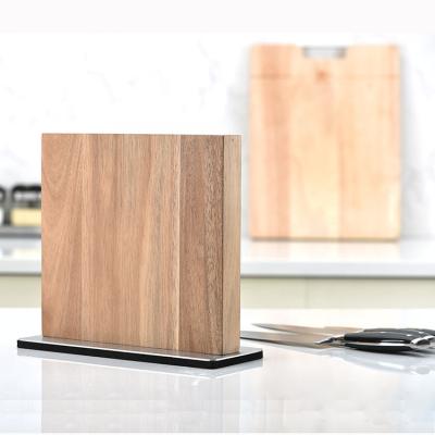 China Universal Nature Factory Kitchen Knife Block 2 Wooden Side Sustainable Magnetic Knife Holder for sale