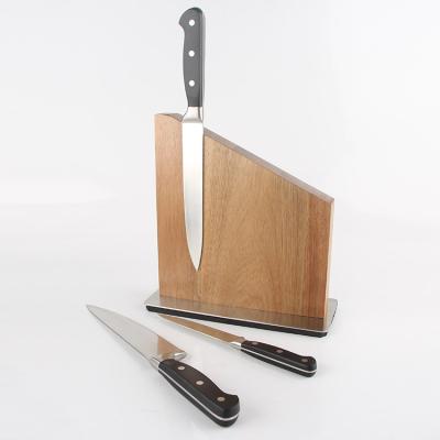 China Viable Customized Universal Wooden Knife Block With Holder Magnetic Kitchen Cleaver Knife Serving Butcher Block for sale