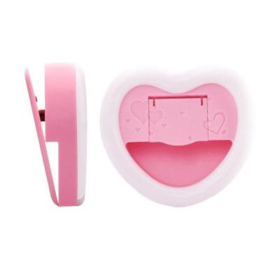 China Rechargeable Beauty Makeup Mirror Fill Light Portable Mini Heart Shaped Selfie LED Ring Light for sale