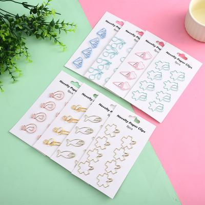 China Office School Home Promotional Cheap Hollowed Paper Clip Set Fruit Shape File Binder 8 Pcs Color Paper Clip For Office for sale