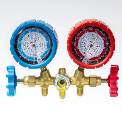 China Factory Direct Sale Aluminum Refrigeration Parts Aluminum Refrigerant Double Pressure Gauge Testing Miscellaneous Set for sale