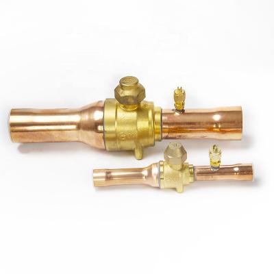 China Refrigeration Parts Shutoff Isolation Refrigeration Brass Ball Valve With Charging Hose For HCFC / HFC for sale