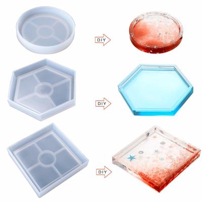 China Viable Round/Square/Hexagon Candy Chocolate Ice Cream Molds Clay Soap Epoxy Mold Fashion Decorating Tools Coaster Silicone Mold for sale