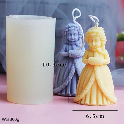 China Small DIY 3d Princess Silicone Aromatherapy Candle Mold Viable Aromatherapy Gypsum Silicone Mold Christmas Girl Candle Mold for sale