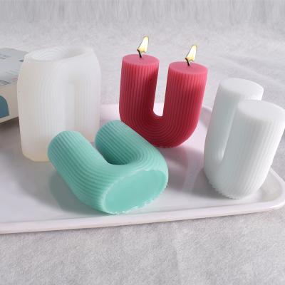 China DIY Aromatherapy Gypsum Ornament Handmade Aromatherapy Candle Silicone U Mold Viable New Mold Style for sale