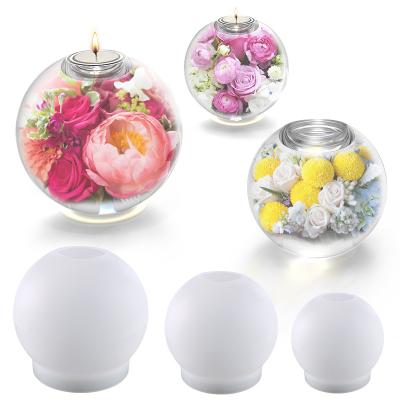 China Viable DIY Crystal Epoxy Resin Mold Sphere Candle Holder Silicone Mold for sale