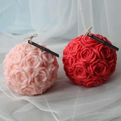 China Viable DIY Open Rose Ball Candle Whiskey Ice Ball Silicone Mold for sale