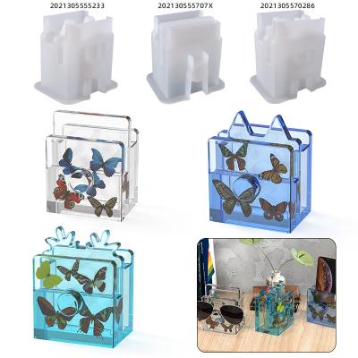 China Viable DIY Trinket Mold Storage Silicone Mold Crystal Epoxy Resin Mold Antler Cat Head Pen Holder Mold for sale