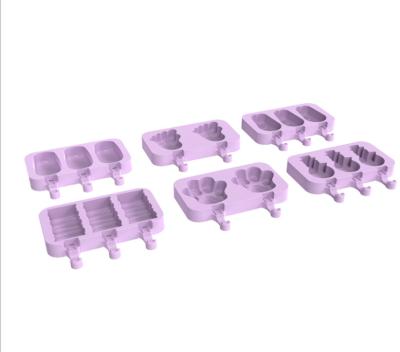 China Diy 3 Cavity Popsicle Mold Viable Wave, Bear Paw, Foot, Snowman, Rabbit Ice Cream Mold for sale