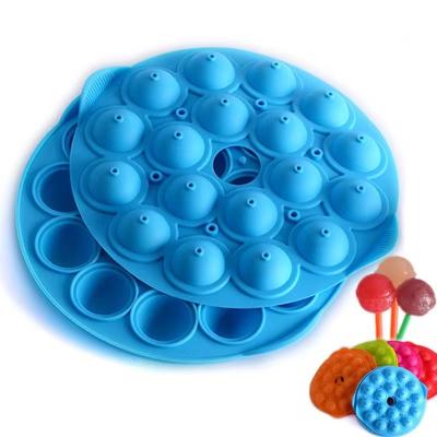 China Sustainable Diy Food Grade Baking Spherical Chocolate Lollipop Molds 18 Cavity Round Shaped Silicone Lollipop Mold for sale