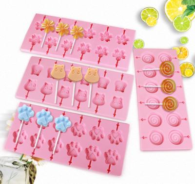 China Viable 12 Cavity Cute Pig Cartoon Cheese Stick Mold Models Homemade Lollipop Silicone Mold for sale