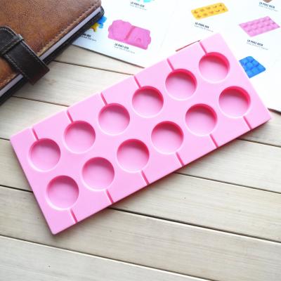 China Diy Sustainable Food Grade 12 Cavities Round Shaped Silicone Lollipop Mold for sale