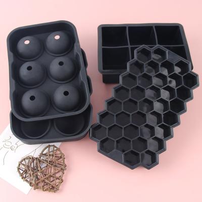 China Diy 6 Cavity Viable Ice Cube Whiskey Ball Ice Cube Round Square Silicone Mold 37 Cavity Honeycomb Ice Cube Tray 6 Tray Silicone Mold for sale