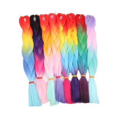 China Gray Ombre Synthetic Braiding Hair Extensions Jumbo Braids Blue Color Ombre Elephant Hair Crochet Blonde Pink Rose Stock for sale