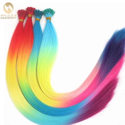 China I-TIP HARMONY 22inch 1.0grams 4 Tone HARMONY 22inch 1.0grams 4 Tone Rainbow Color Salon Training Keratin Stick Bond Synthetic Hair Extensions for sale