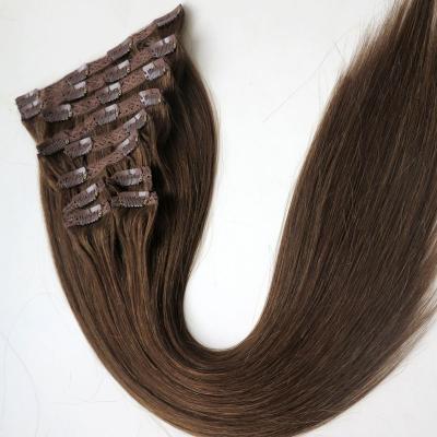 China Wholesale Straight Remy Human Hair Extensions Double Drawn Virgin Brazilian 24 Inch Clip In for sale