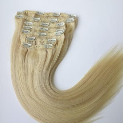 China Wholesale Remy Blonde Curly Blonde Hair 280g Full Head 10pcs 22inch Clip In Hair Extensions For White Women for sale