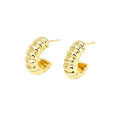 China TRENDY 18K Gold Plated Brass Plated Screw Twisted Earring Chunky Hoop Earrings Jewelry For Women for sale