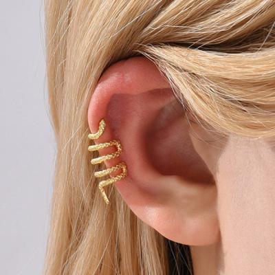 China Vintage 18K Gold Plated Vintage Punk No Piercing Snake Clip On Earrings Ear Cuff Jewelry for sale