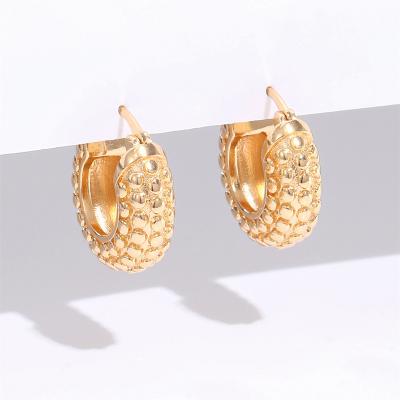 China Punk 18K Gold Plated Brass Chunky Hoop Earrings Small Beads Design Earring for sale