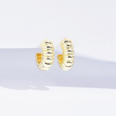 China TRENDY 18K Gold Plated Brass Plated Screw Twisted Earring Chunky Hoop Earrings For Women for sale