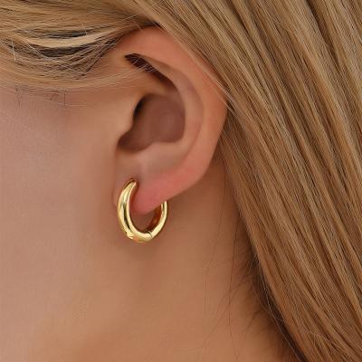 China TRENDY Classic Minimalist Circle Earrings 18K Gold Plated Oval Hollow Square Circle Earrings Jewelry for sale