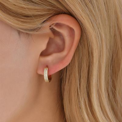 China TRENDY Simple Exquisite 18K Gold Plated Cubic Round Huggie Earrings Circle Zircon Elegant Jewelry For Women Girl for sale