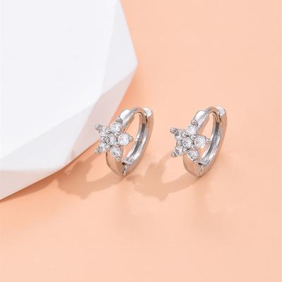 China FASHIONABLE Zircon Diamond Flower Hoop Earrings 18K Crystal Earrings Gold Plated Bling Jewelry For Women for sale