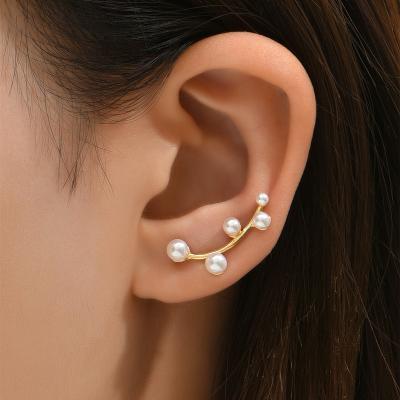 China TRENDY 18K Gold Plated Minimalist Pearl Earrings Personalized Earring for sale