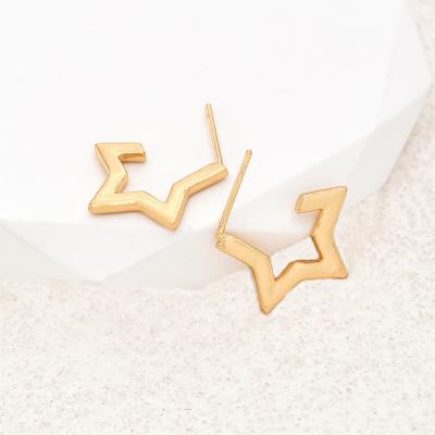 China Punk 18K Gold Plated Minimalist Star Shape Stud Earrings For Women Girl for sale