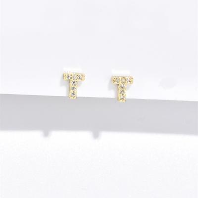 China TRENDY Custom Tiny 18k Gold Alphabet Earring Letter Stud Earrings Jewelry for sale