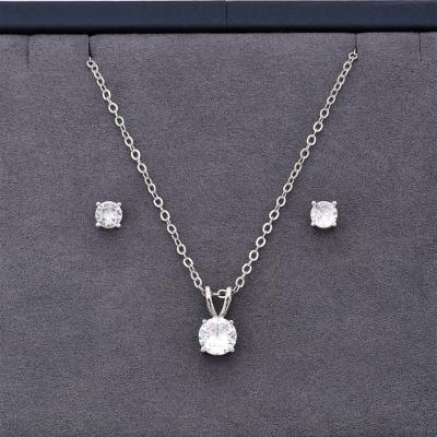 China Vintage Hot Selling High Quality 18K Gold Plated Stainless Steel Brass CZ Necklace Earrings Chain Jewelry Set for sale