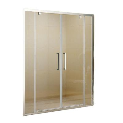 China Traditional Wide Bathroom With 2 Pivot Shower Doors Stainless Steel Long Handle Glass Door Rooms Shower Enclosure for sale