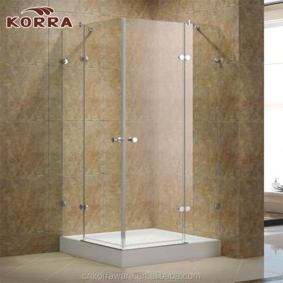 China Modern Bathroom Products Corner Shower Enclosure Frameless 2 Sided Hinged Doors , Clear Glass Shower Room for sale