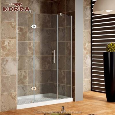 China Modern cUPC Frameless Tempered Glass Bathroom Shower Screen Pivot Hinge Door With SS Support Bar for sale