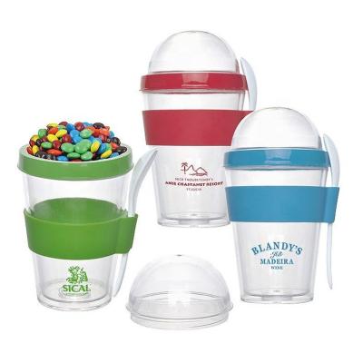 China Hot Sale Viable Promotional Gifts BPA Free 12oz. 14 oz. Promotional Snack Tumbler Plastic Travel Tumbler for sale