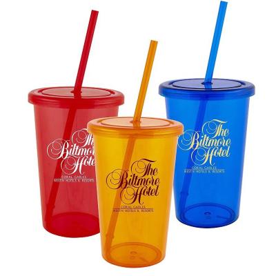 China Viable with Straw Promotional 18 oz. Travel Tumbler Single Wall Acrylic Plastic Mug for sale