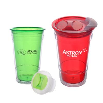 China Viable Free Samples 16 oz Double Wall Tumbler Plastic Insulated Eco Friendly Party Coffee Mug Drinking Mug for sale