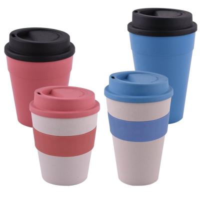 China Sustainable Hot Sale Bamboo Fiber Coffee Mug Travel Tumbler BPA Free Reusable Eco-Friendly With Lid And Sleeve 12 oz. 16 oz. for sale