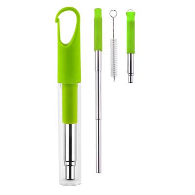 China Sustainable Hot Selling BPA Free With Brush Metal Stainless Steel Collapsible Drinks Telescope Straw for sale