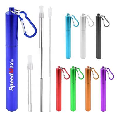 China Hot Selling Disposable Straw Retractable Stainless Steel Straw BPA Free Reusable Metal Folding Straw for sale