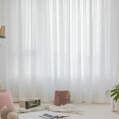 China Modern high quality star embroidery pure heart curtain for kids bedroom and living room for sale