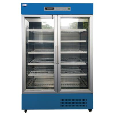 China HYC-L660 2-8 Degree 2 Door Vaccine Glass Display Refrigerator Medicine Freezer 660L for sale