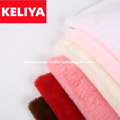 China KELIYA Quality Cheap Long Pile White Hair Waterproof 100%Polyester Soft Faux Rabbit Plush Fur Printed Fabric For Cloth for sale