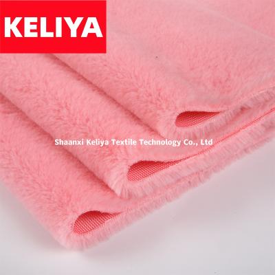 China Waterproof KELIYA Faux Polyester Rabbit Fur Fabric Soft Plush Fur Fabric for sale