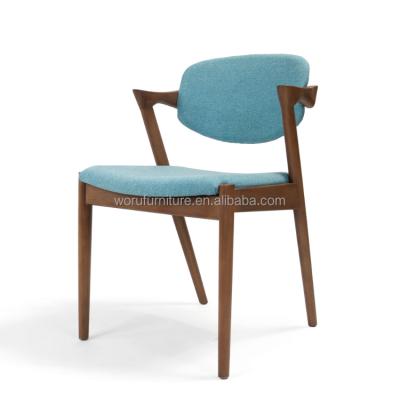 China W&R Cooling Factory Sell Ash Solid Wood Hotel Furniture Wood Fabric Dining Chair for sale